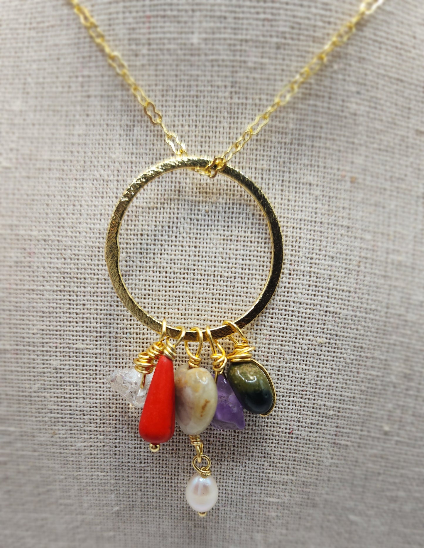 Semi Precious Stone Pendant Necklace